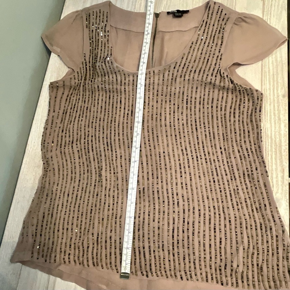 Bdb David Bitton Serissa Tan Flutter Sleeve Top W… - image 7